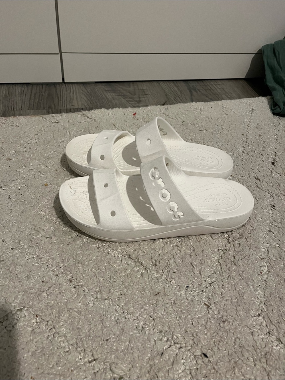 CROCS White Dual-Strap Women's Slide Sandals platform size 8